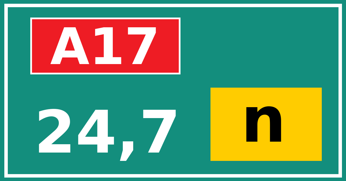 Hectometerbord A17 24,7 letter n
