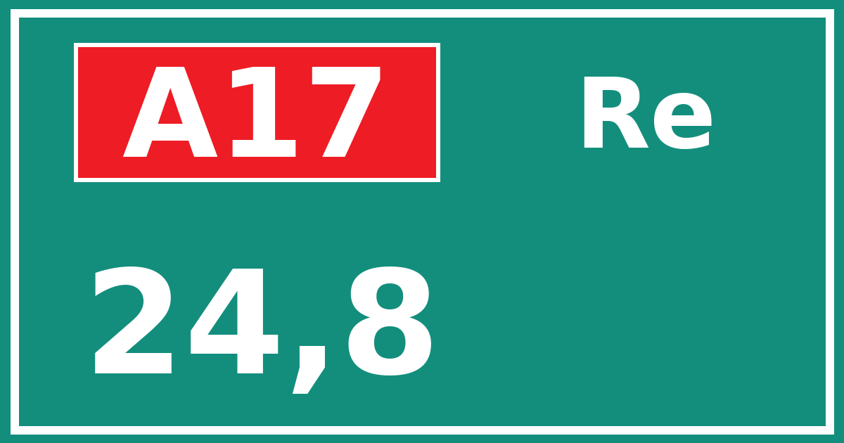 Hectometerbord A17 24,8 zijde Re