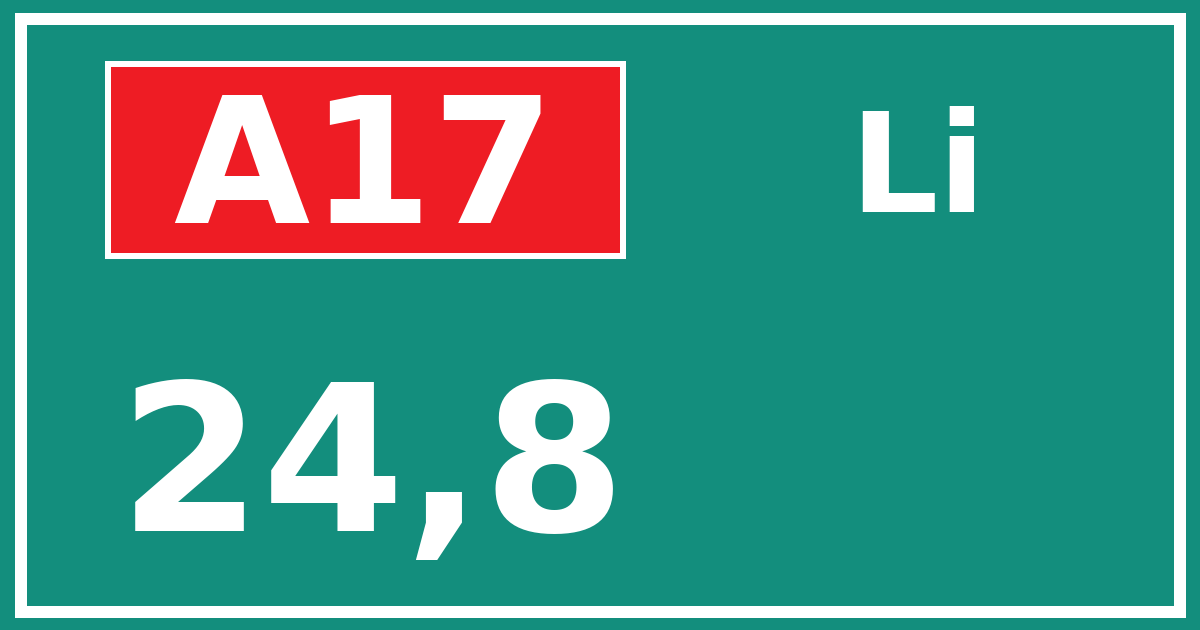 Hectometerbord A17 24,8 zijde Li