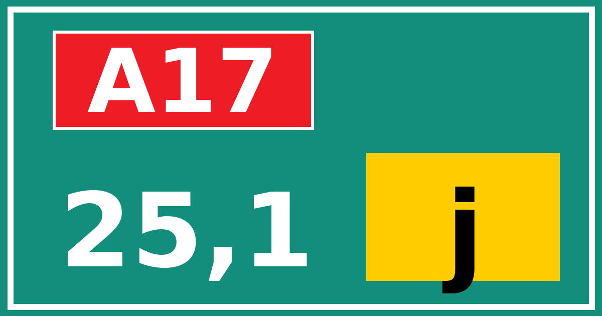 Hectometerbord A17 25,1 letter j