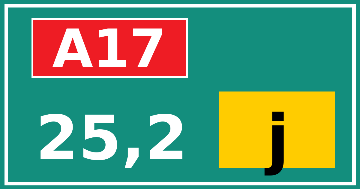 Hectometerbord A17 25,2 letter j