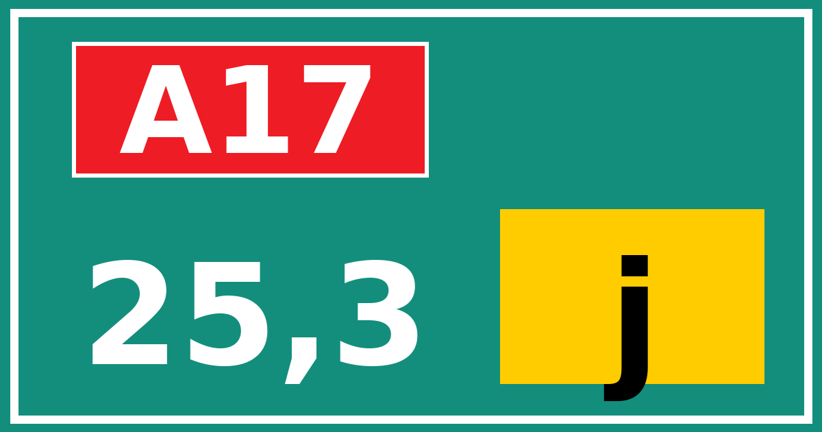 Hectometerbord A17 25,3 letter j