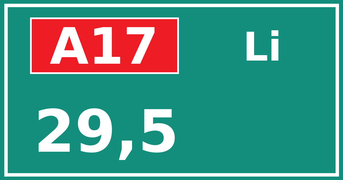 Hectometerbord A17 29,5 zijde Li