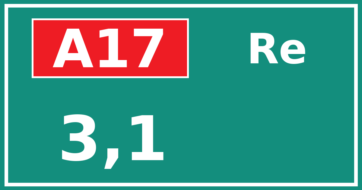 Hectometerbord A17 3,1 zijde Re
