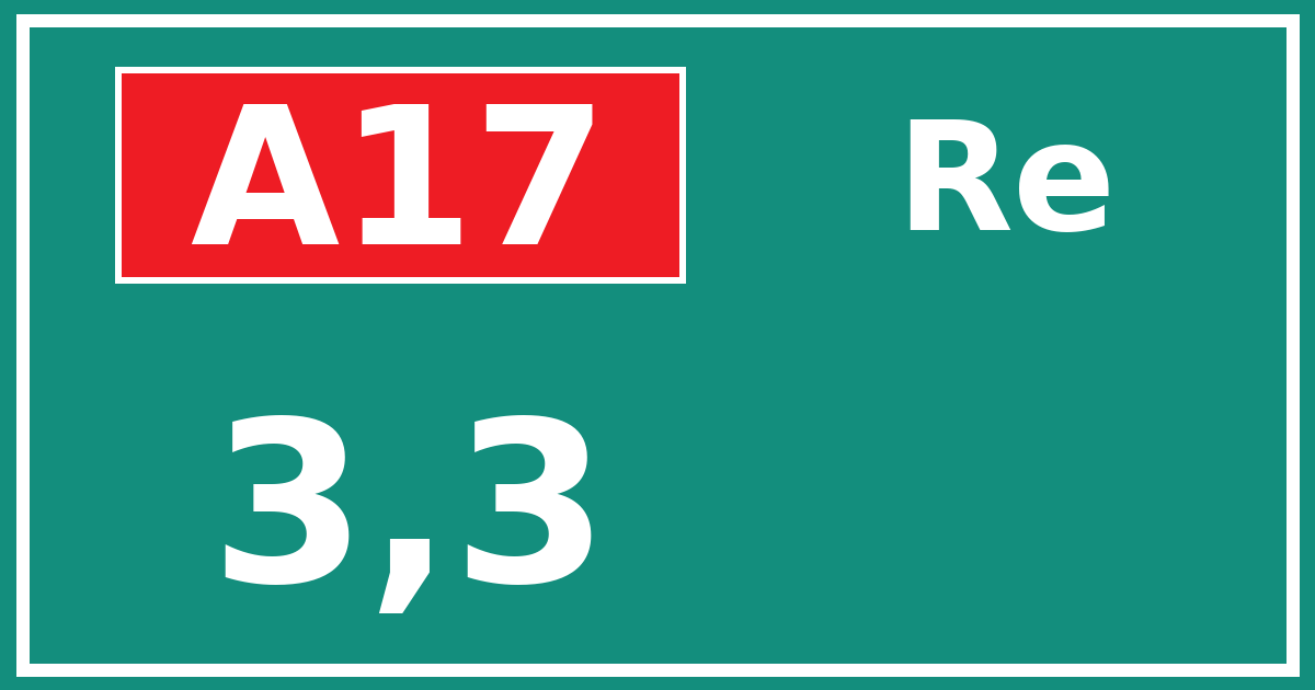 Hectometerbord A17 3,3 zijde Re