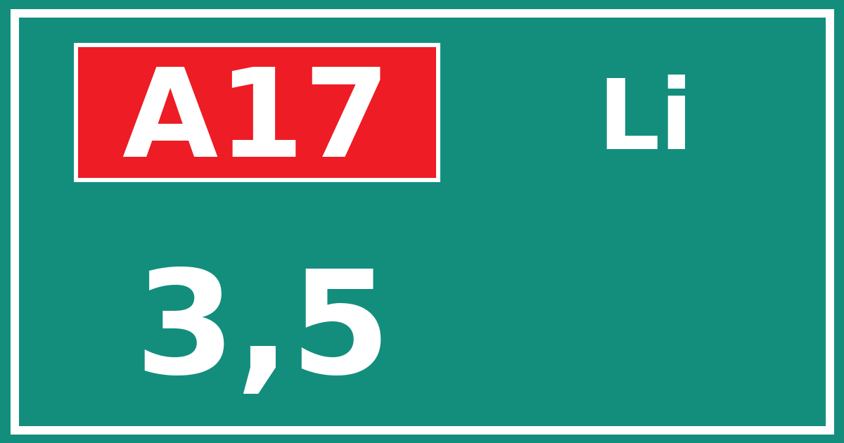 Hectometerbord A17 3,5 zijde Li