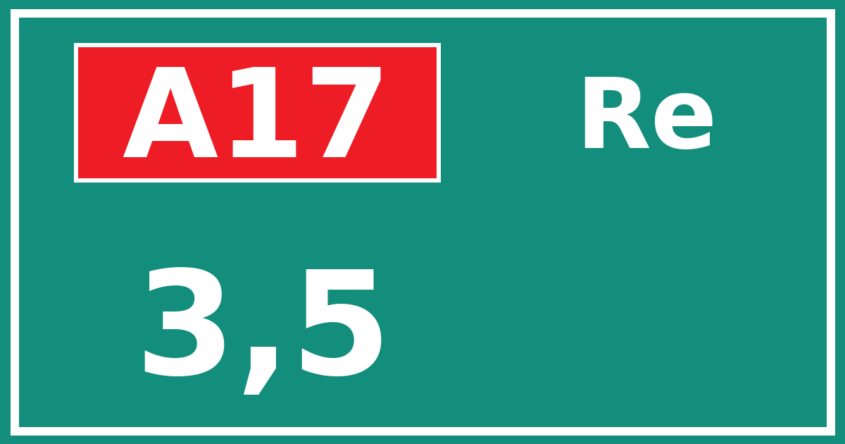 Hectometerbord A17 3,5 zijde Re