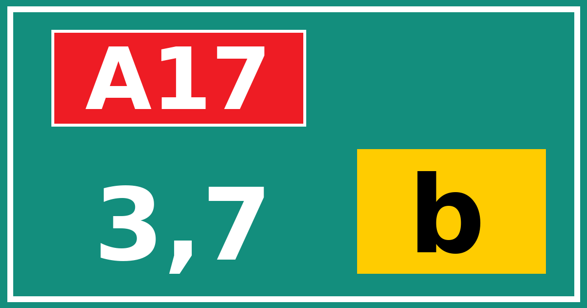 Hectometerbord A17 3,7 letter b