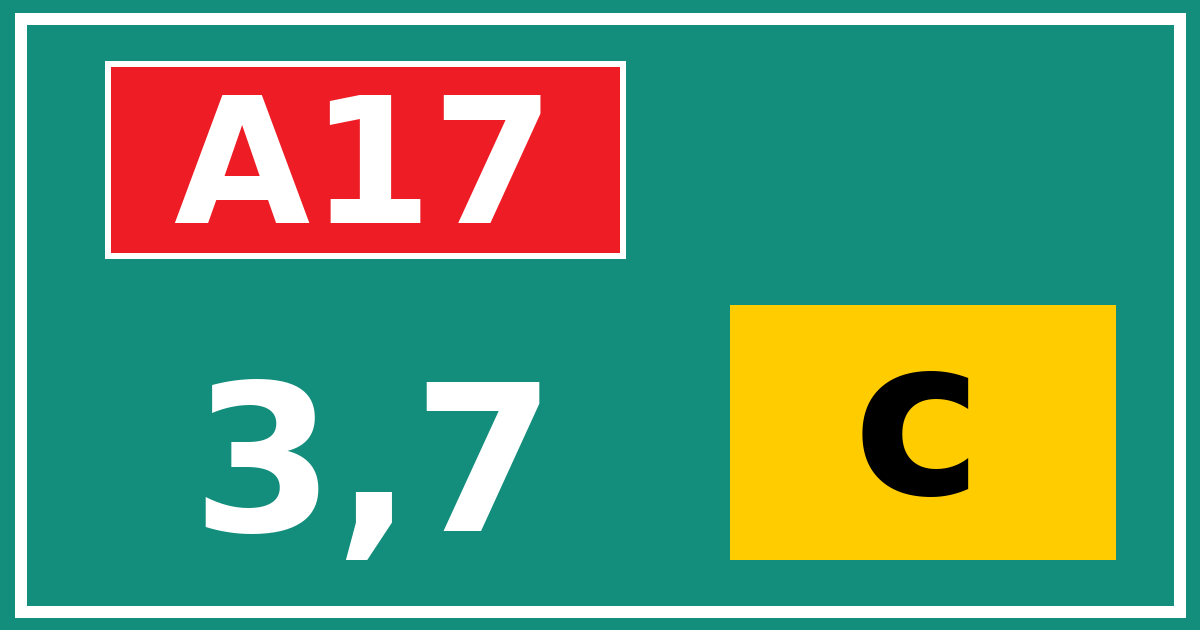 Hectometerbord A17 3,7 letter c