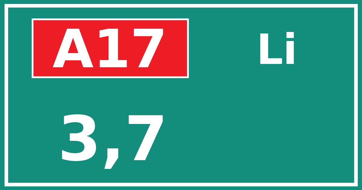 Hectometerbord A17 3,7 zijde Li