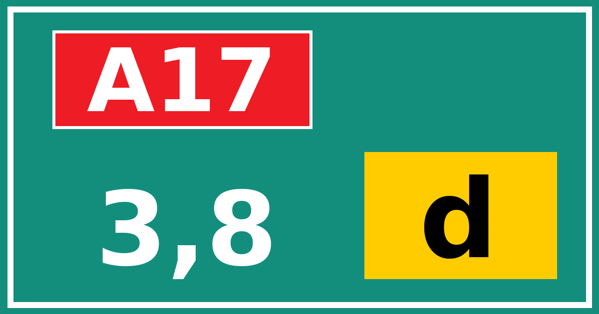 Hectometerbord A17 3,8 letter d