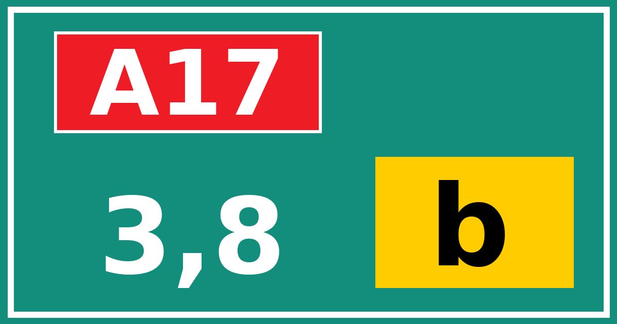 Hectometerbord A17 3,8 letter b