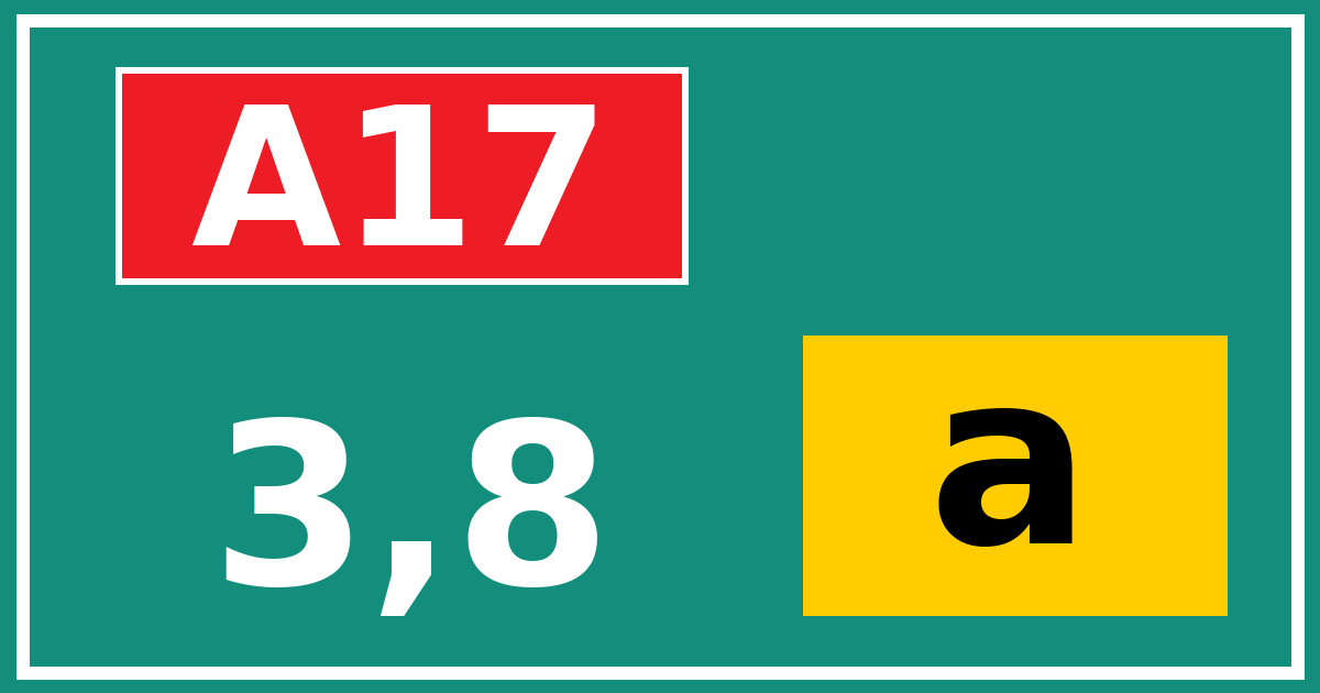 Hectometerbord A17 3,8 letter a