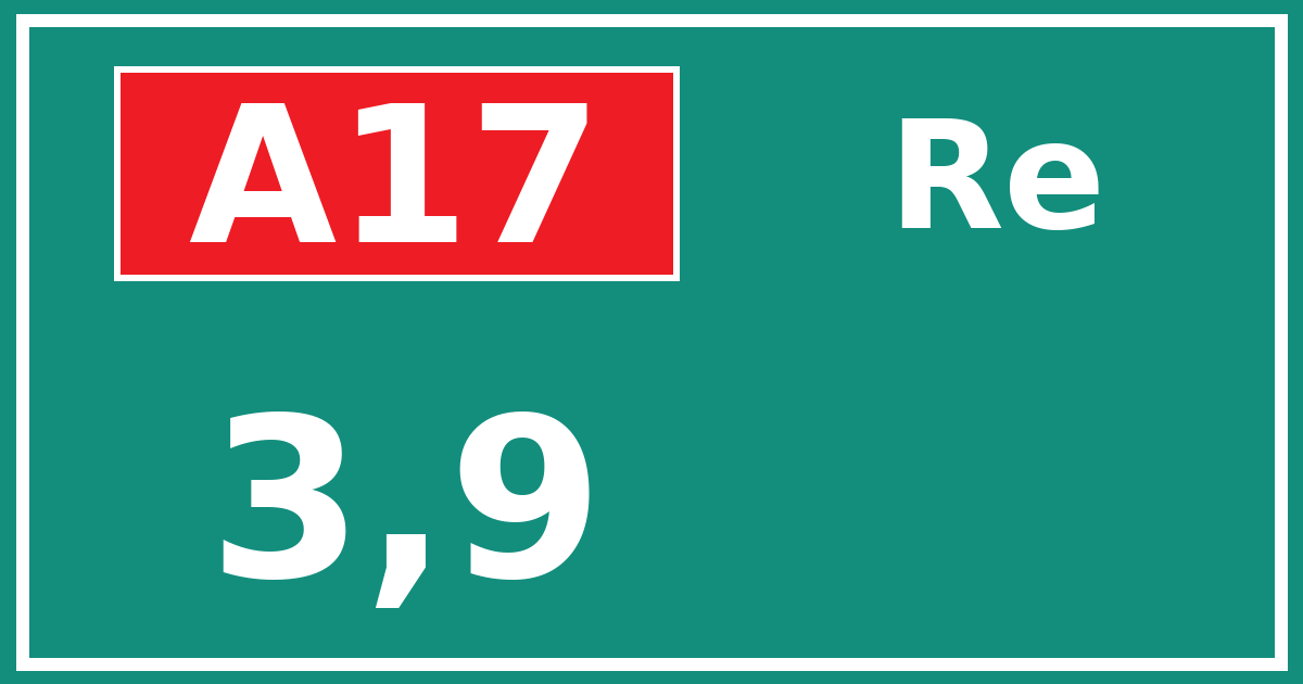 Hectometerbord A17 3,9 zijde Re
