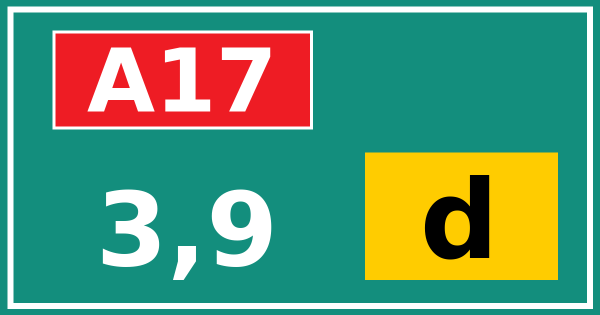 Hectometerbord A17 3,9 letter d