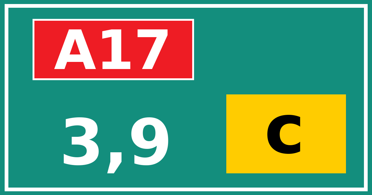 Hectometerbord A17 3,9 letter c