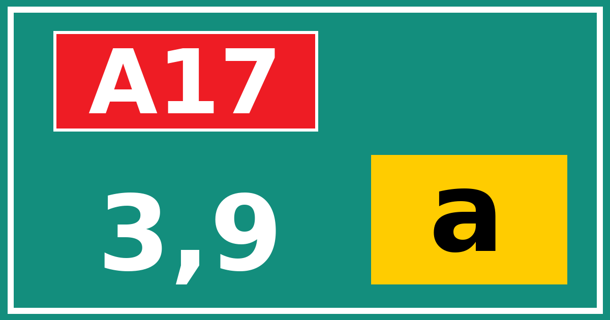 Hectometerbord A17 3,9 letter a