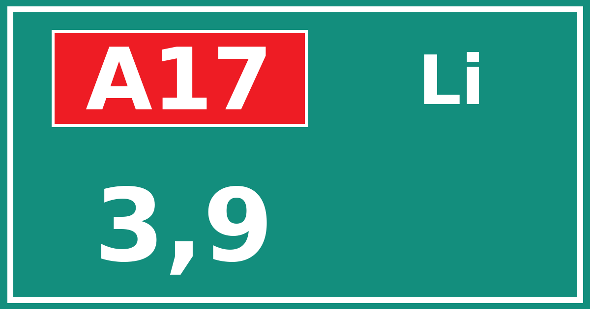 Hectometerbord A17 3,9 zijde Li