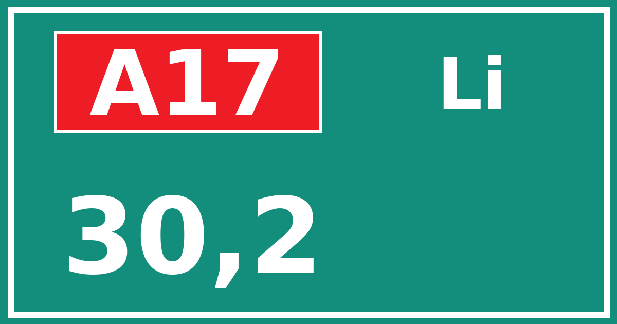 Hectometerbord A17 30,2 zijde Li