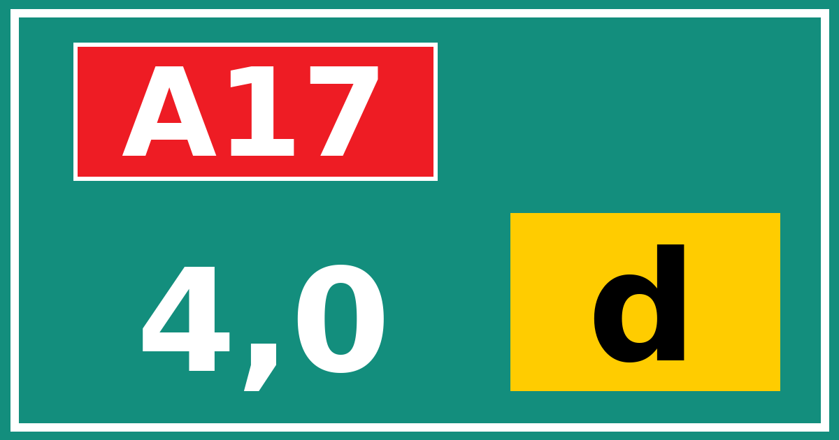 Hectometerbord A17 4,0 letter d