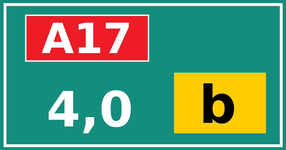 Hectometerbord A17 4,0 letter b