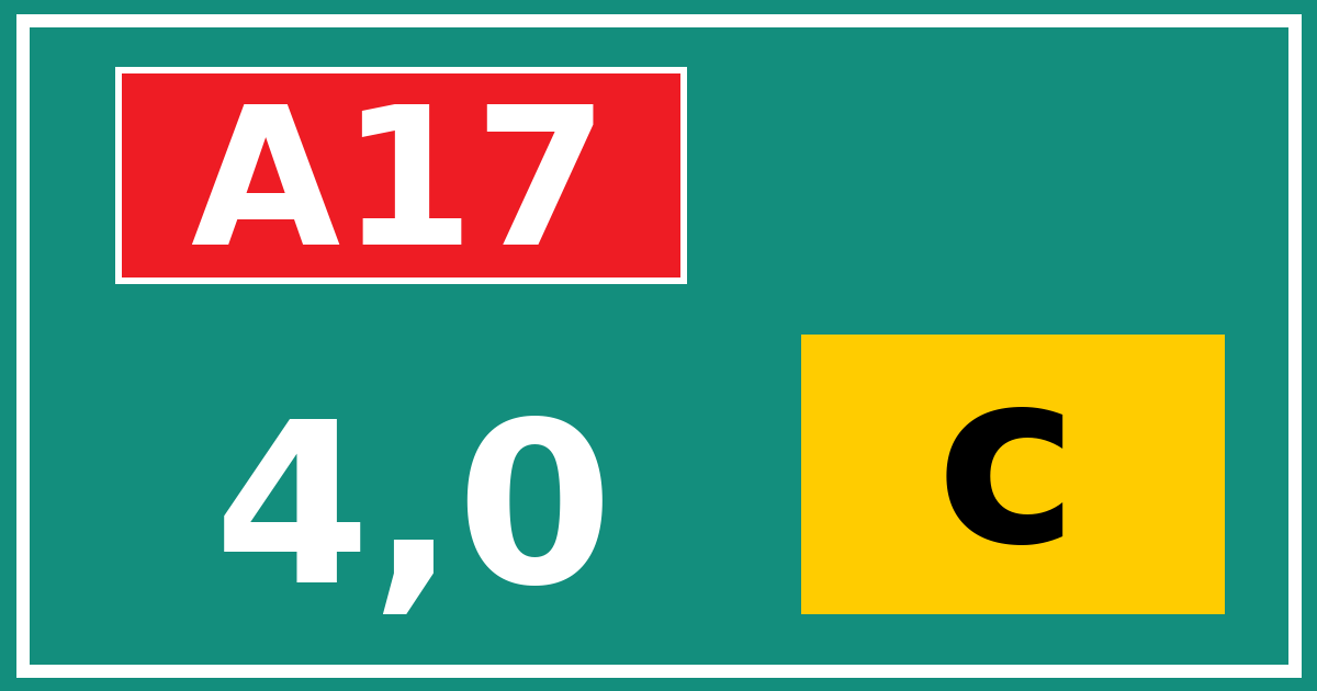 Hectometerbord A17 4,0 letter c