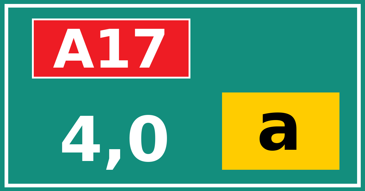 Hectometerbord A17 4,0 letter a