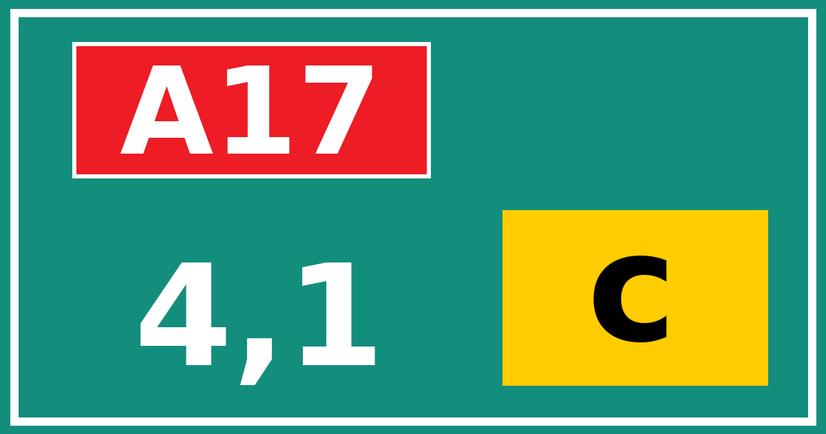 Hectometerbord A17 4,1 letter c