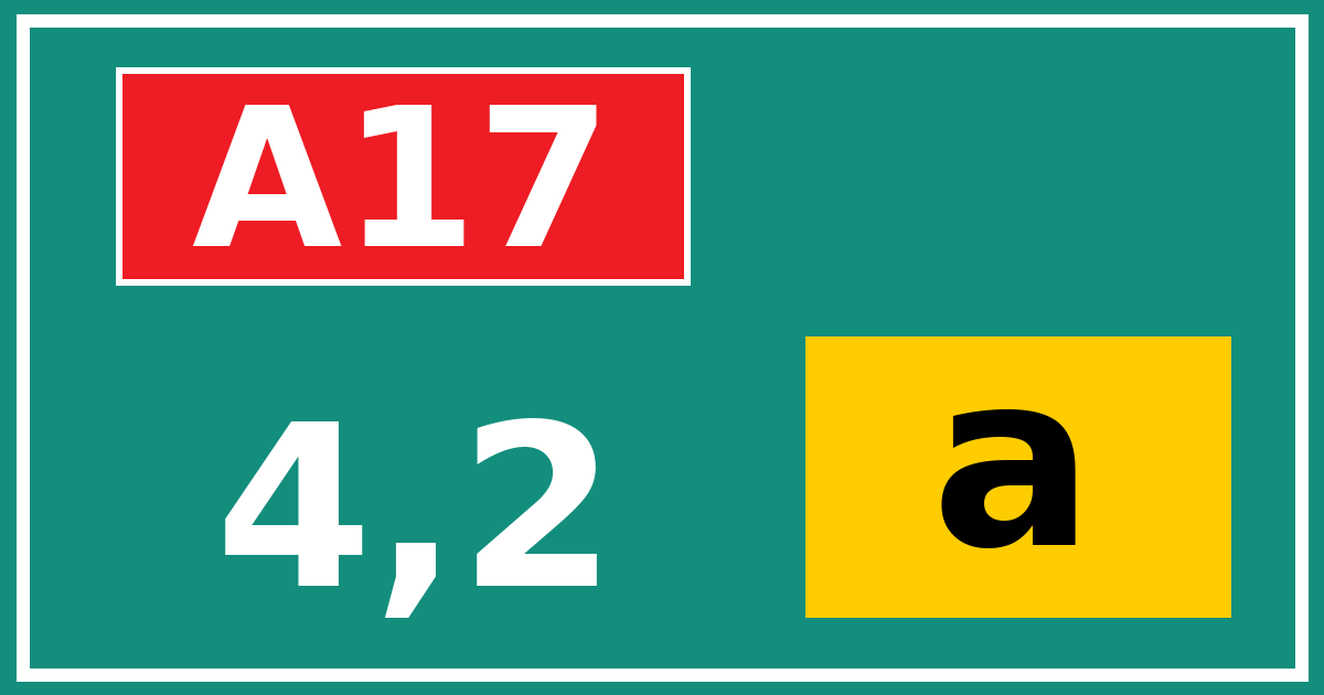 Hectometerbord A17 4,2 letter a