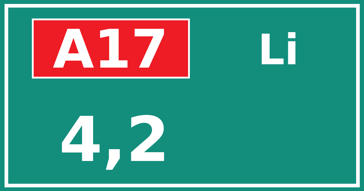 Hectometerbord A17 4,2 zijde Li