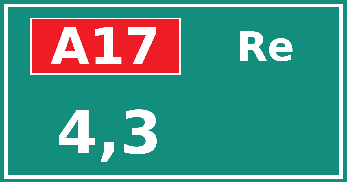 Hectometerbord A17 4,3 zijde Re