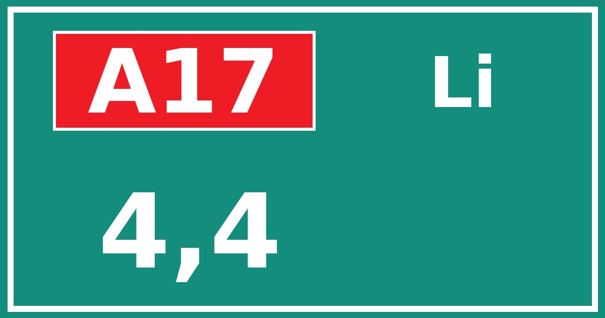 Hectometerbord A17 4,4 zijde Li