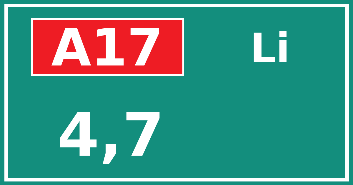 Hectometerbord A17 4,7 zijde Li