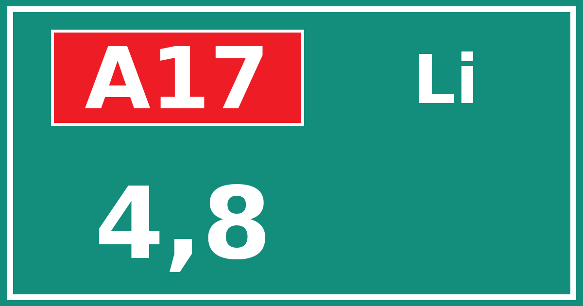 Hectometerbord A17 4,8 zijde Li