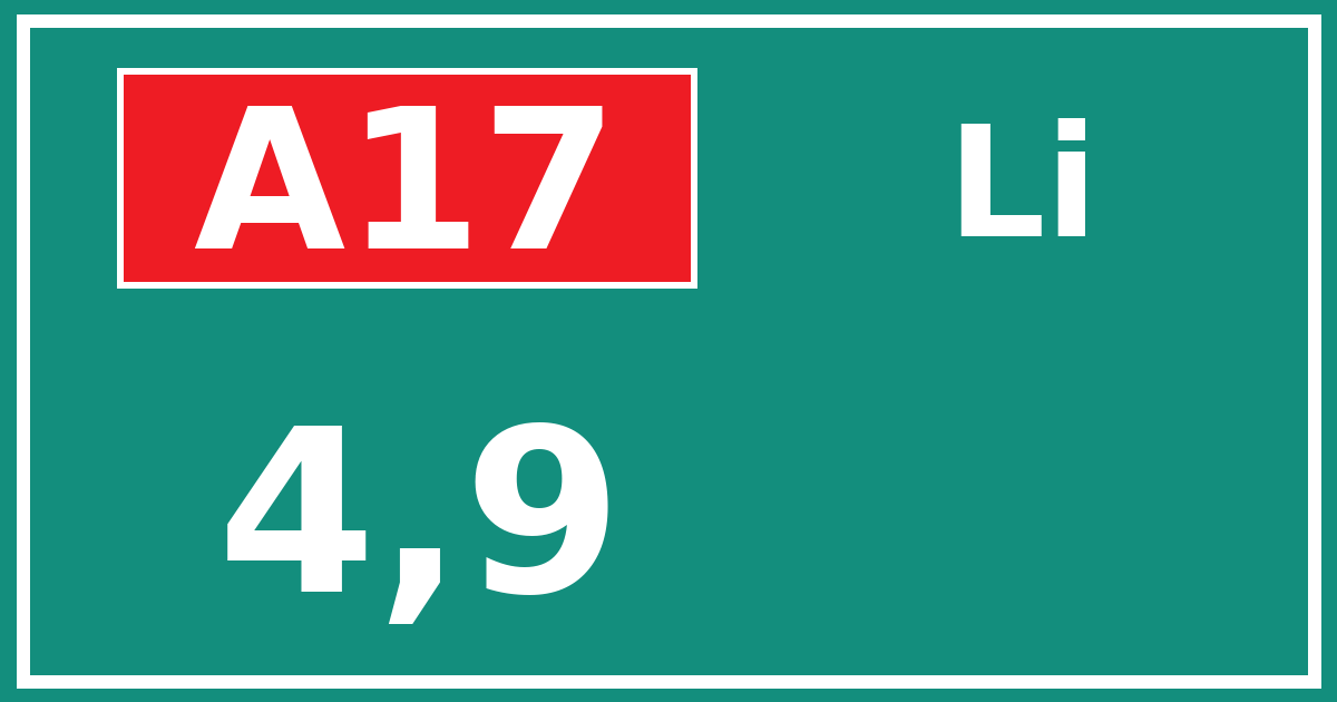 Hectometerbord A17 4,9 zijde Li