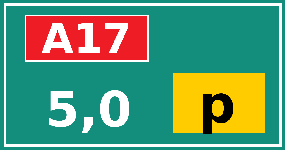 Hectometerbord A17 5,0 letter p