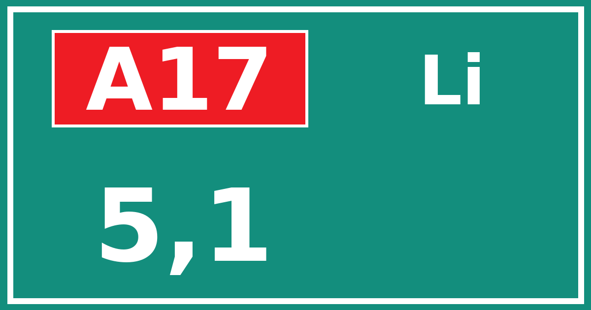 Hectometerbord A17 5,1 zijde Li