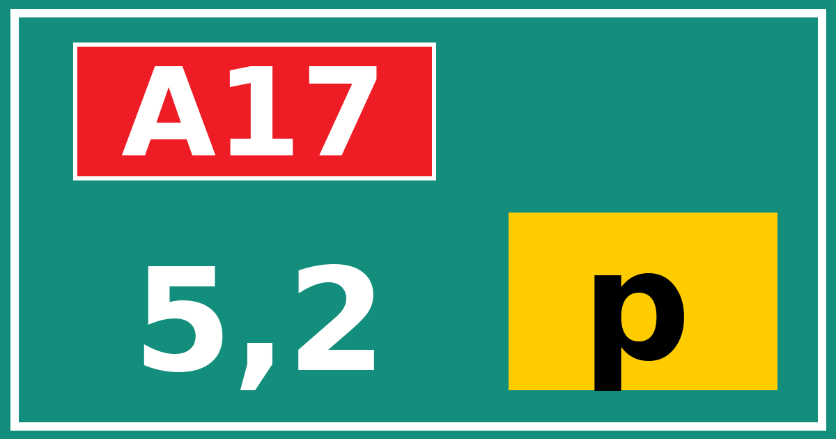 Hectometerbord A17 5,2 letter p