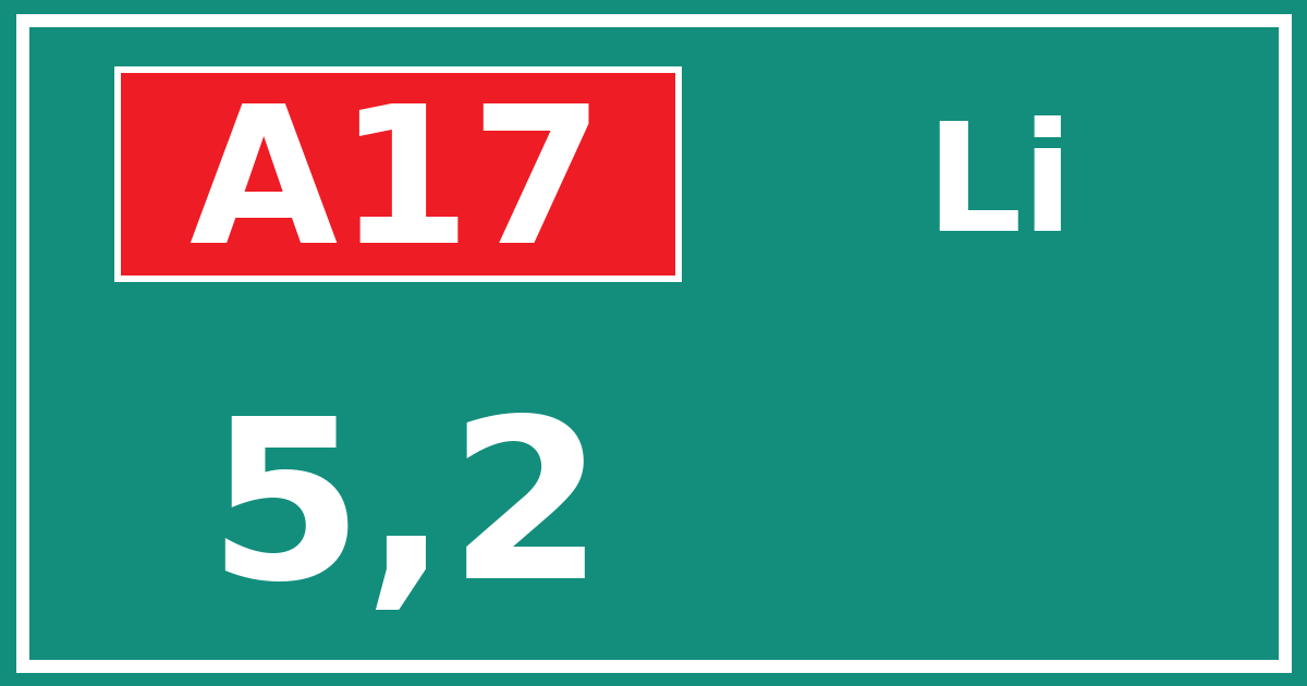 Hectometerbord A17 5,2 zijde Li