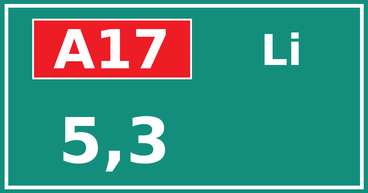 Hectometerbord A17 5,3 zijde Li