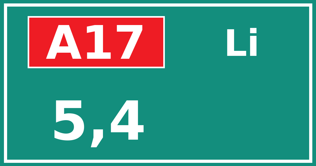 Hectometerbord A17 5,4 zijde Li