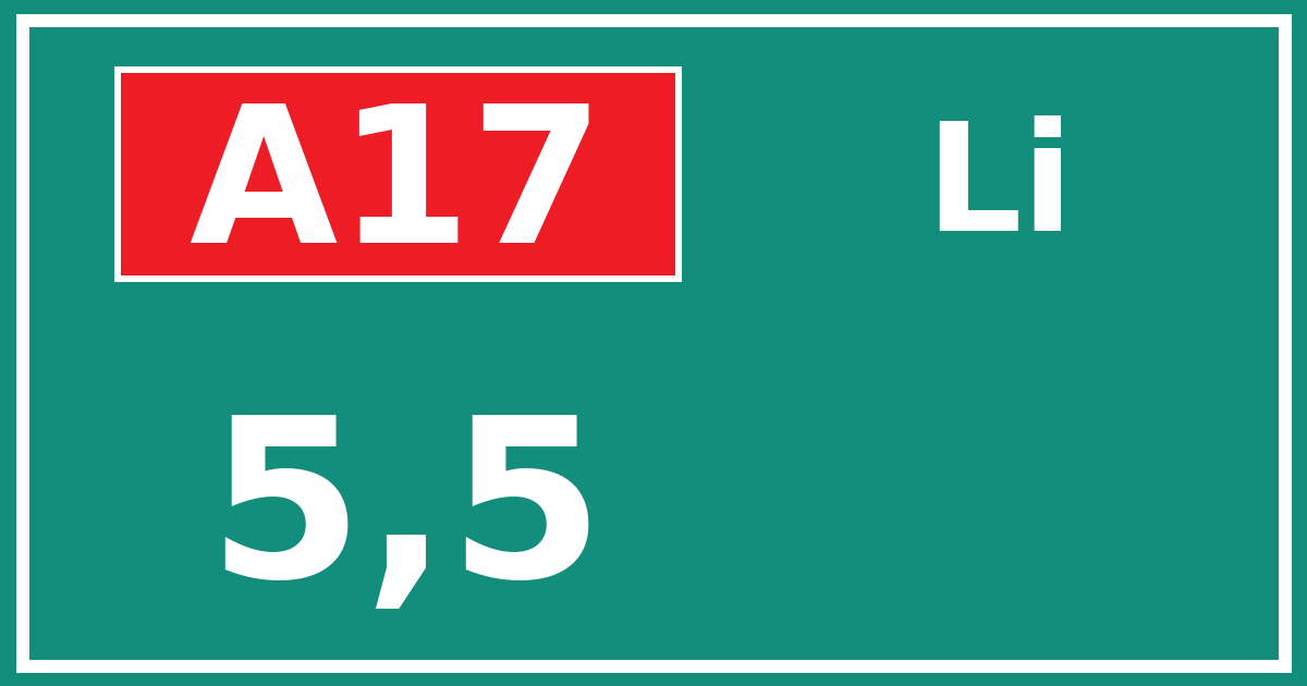 Hectometerbord A17 5,5 zijde Li