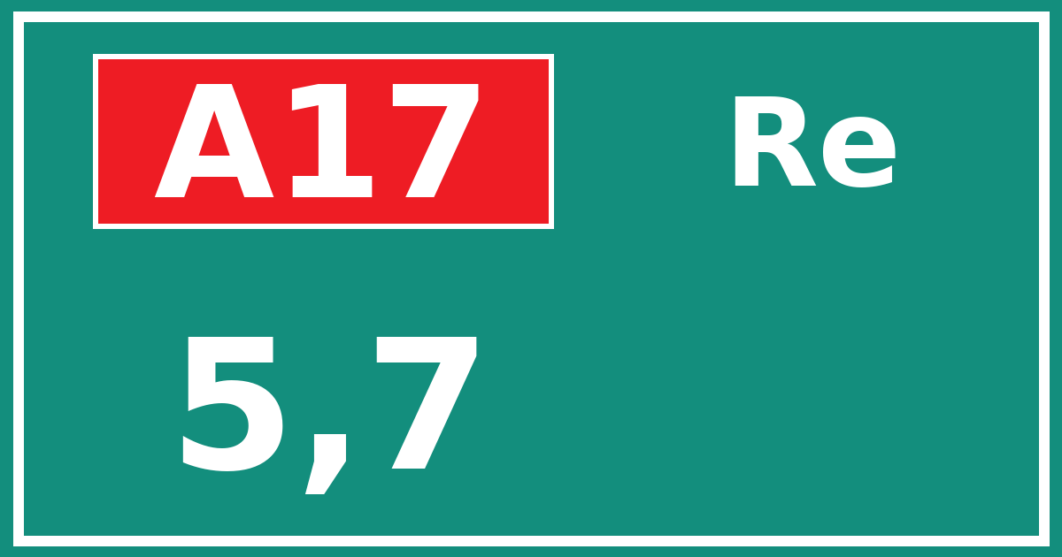 Hectometerbord A17 5,7 zijde Re