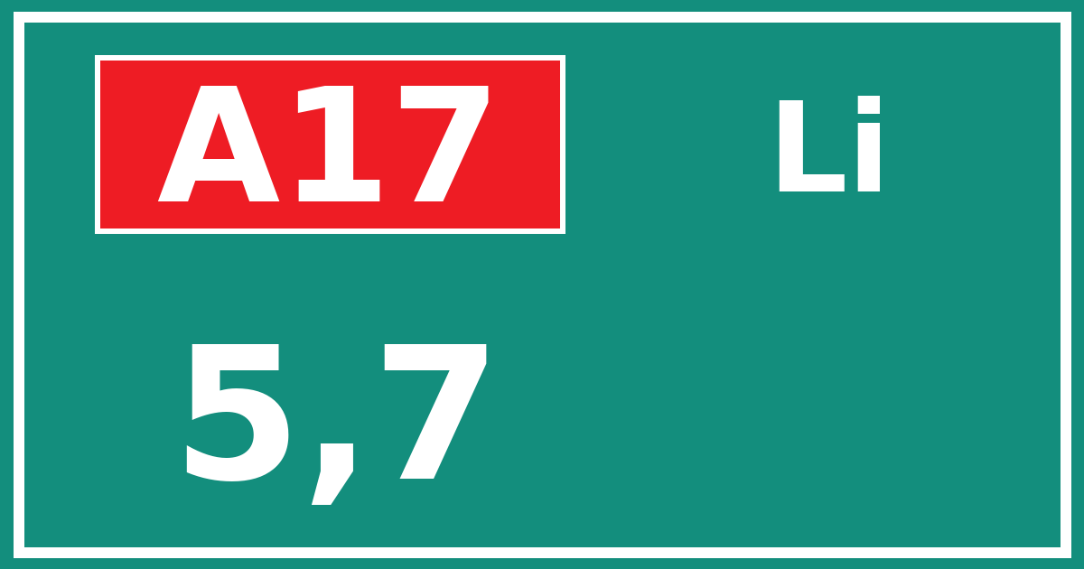 Hectometerbord A17 5,7 zijde Li