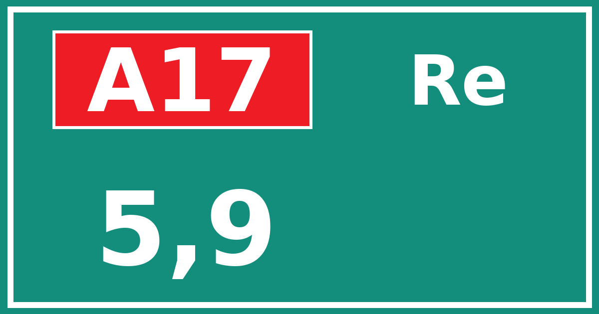 Hectometerbord A17 5,9 zijde Re