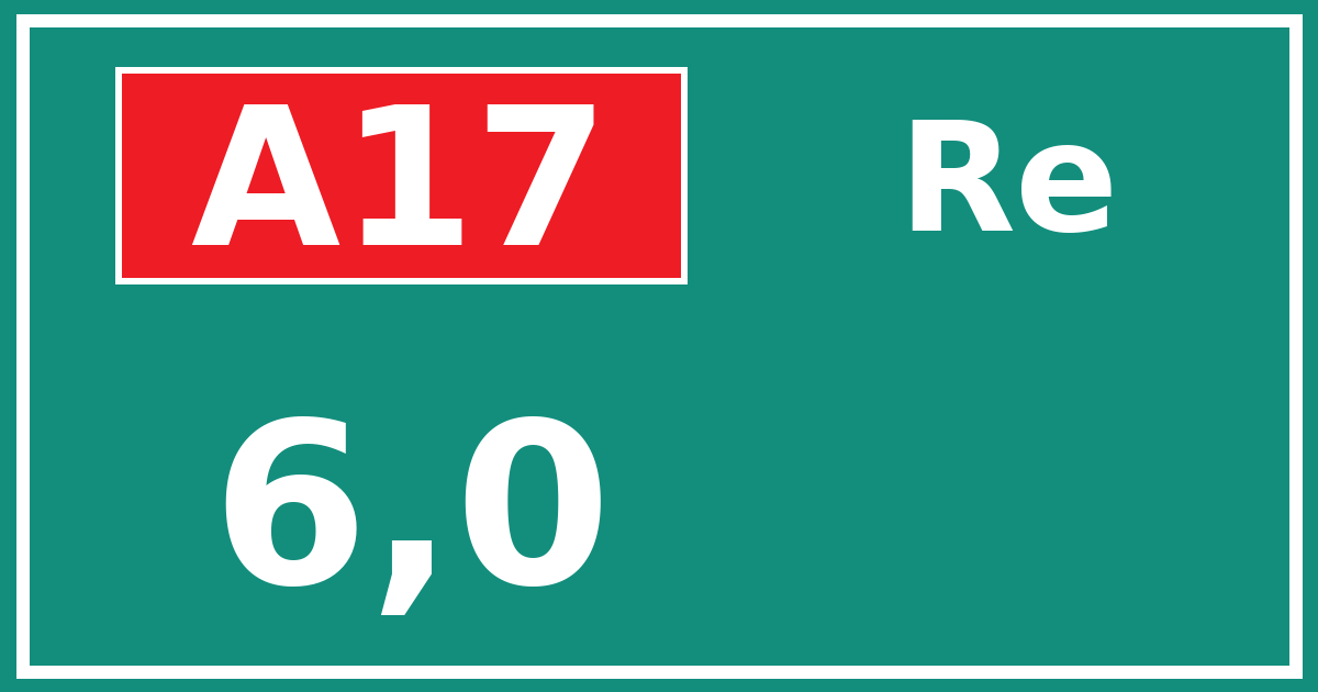 Hectometerbord A17 6,0 zijde Re