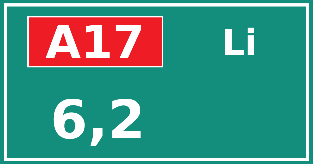 Hectometerbord A17 6,2 zijde Li