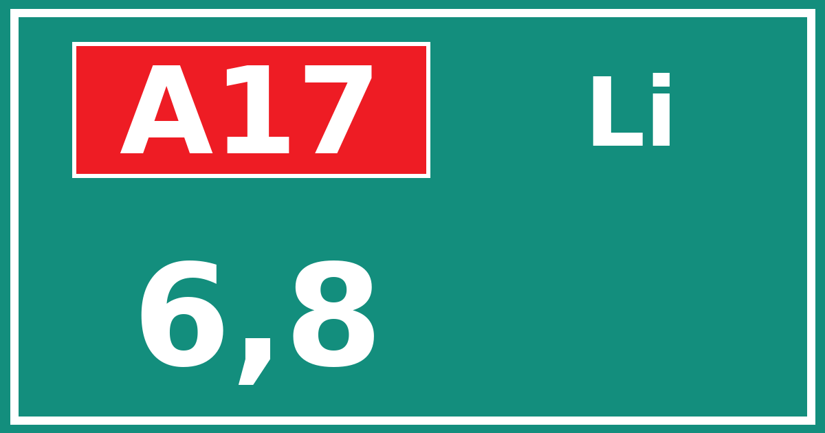 Hectometerbord A17 6,8 zijde Li