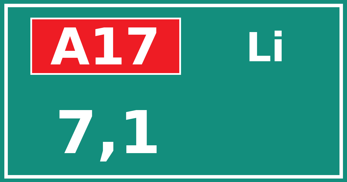 Hectometerbord A17 7,1 zijde Li