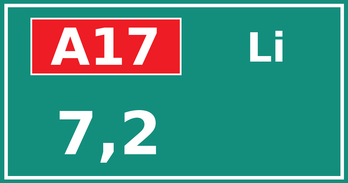 Hectometerbord A17 7,2 zijde Li